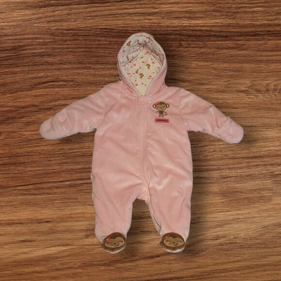 Carter's Just One You Infant Baby Girls Bunting Hooded Fleece Monkey Snowsuit - Picture 1 of 8